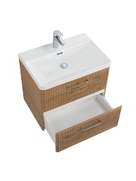 BelBagno Тумба с раковиной Due 60 подвесная Rovere Nature ручки Матовый атласный никель – фотография-7
