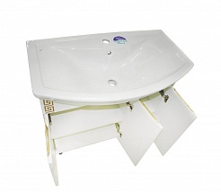 Misty Мебель для ванной Престиж 105 белая/золотая патина – фотография-14