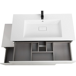 Cezares Тумба с раковиной Slider 100 с 2 ящиками белая – фотография-8