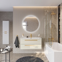 Cezares Тумба с раковиной Eco Cer-N 100 брашированная альпака CZR-8073-100 ручки сатиновое золото – фотография-3