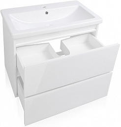 Style Line Мебель для ванной Даймонд 80 Люкс белая, PLUS подвесная – фотография-3