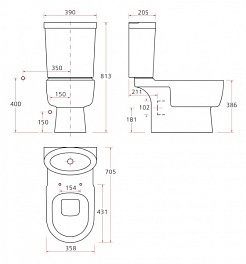 Creavit Чаша для унитаза Favori FR300.00100 вертикальный выпуск – фотография-3