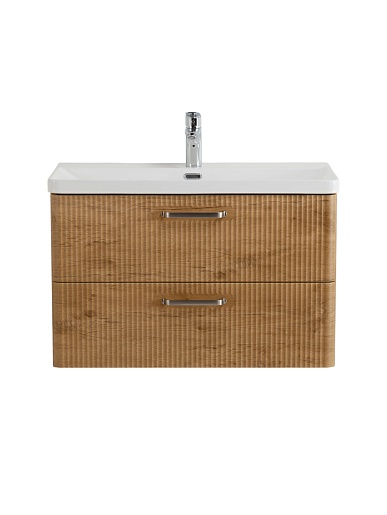 BelBagno Тумба с раковиной Due 80 подвесная Rovere Nature ручки Матовый атласный никель – фотография-6