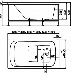 1ACReal Акриловая ванна Gamma 120x70 – фотография-10