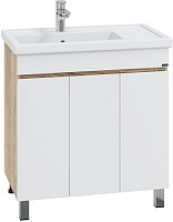 СанТа Тумба под раковину Марс 80П белая/янтарное дерево