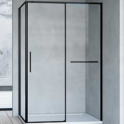 Vincea Душевой уголок Slim Soft 110x100 VSR-1SS1011CLB профиль черный стекло прозрачное – фотография-1