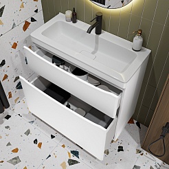 Vivon Тумба под раковину Ostin 80 напольная белая матовая – фотография-8