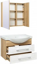 Runo Мебель для ванной Дублин 80 подвесная дуб/белая – фотография-8