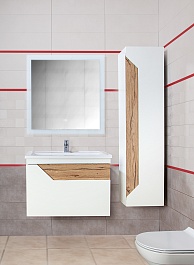 Бриклаер Мебель для ванной Брайтон 70 (Комо) белая матовая/дуб кера – фотография-2