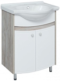 Runo Тумба для умывальника Аликанте 60 белая/дуб скандинавский	 – фотография-1