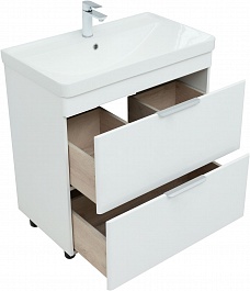 Aquanet Мебель для ванной Ирис New 80 белая глянцевая – фотография-7