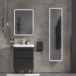 Equil Тумба под раковину Eltoro 60 2 ящика напольная черный софт – фотография-9