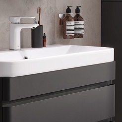 Equil Тумба под раковину Eltoro 80 2 ящика подвесная черный софт – фотография-8