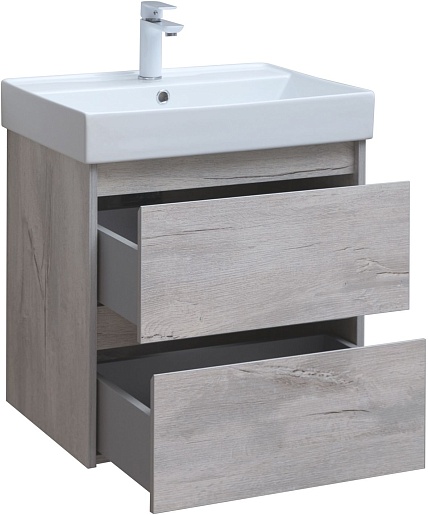 Aquanet Мебель для ванной Nova Lite 60 подвесная дуб белый – фотография-6