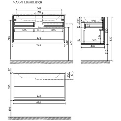 Sancos Мебель для ванной Marmi 1.0 100 дуб чарльстон – фотография-5