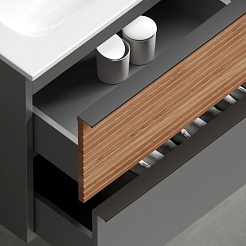 Sancos Тумба с раковиной Delta 100 дуб красный/графит раковина Grace 101 CN7013 – фотография-7