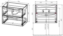 Vincea Мебель для ванной Mia Slim 70 подвесная темное дерево – фотография-11