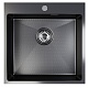 Mixline Мойка настольный монтаж 50/50 (2,0) выпуск 3 1/2 черный графит НАНО декор – фотография-7