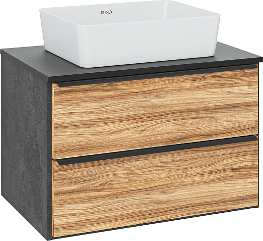 Runo Тумба под раковину Мальта 70 подвесная дуб/черная – картинка-13