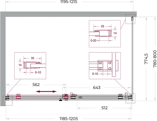 BelBagno Душевой уголок Soft Close-2 SOFT_CLOSE-2-AH-1-120/80-C-GM 120x80 профиль оружейная сталь стекло прозрачное – фотография-12