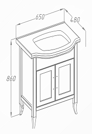 Opadiris Тумба с раковиной Мираж 65 слоновая кость – фотография-3