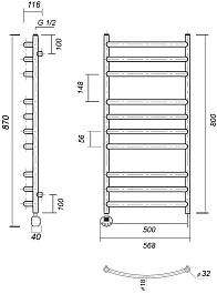 Domoterm Полотенцесушитель электрический Калипсо П10 500x800 EL золото – фотография-3