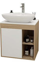 Teymi Тумба с раковиной Nura 60 дуб эврика/белый матовый T60527 раковина T50802 – фотография-1