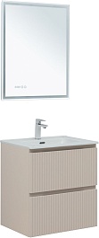 Aquanet Тумба с раковиной Джейн (Flat) 60 подвесная бежевая матовая – фотография-7