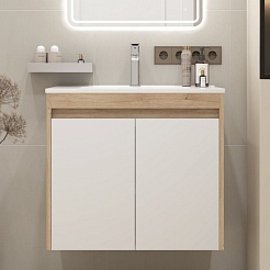 Teymi Тумба с раковиной Netta 70 подвесная дуб/белый – фотография-3