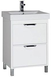 Aquanet Тумба под раковину Гретта 60 2 ящика белый – фотография-1