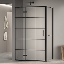 RGW Душевой уголок Passage PA-77-1B L (PA-07B L + Z-060-2B + держатель O-204B) 120x90 L профиль черный стекло прозрачное с рисунком – фотография-2