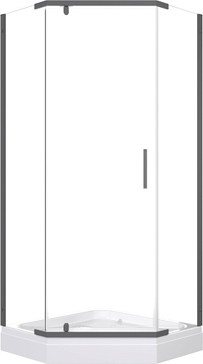 Triton Душевой уголок Дека-Графит 100x100 стекло прозрачное профиль графит с поддоном – фото-1
