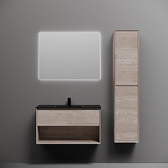 Sancos Тумба с раковиной Marmi 1.0 90 дуб галифакс натуральный раковина Element 91 CN7002MB – фотография-5