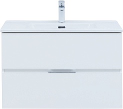 Aquanet Тумба с раковиной Алвита New 80 Flat подвесная белая матовая – фотография-1
