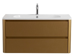 Cezares Тумба под раковину Relax 100 подвесная брашированное золото – фотография-1