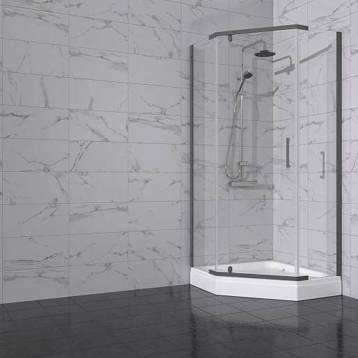 Triton Душевой уголок Дека-Графит 100x100 стекло прозрачное профиль графит с поддоном – картинка-3