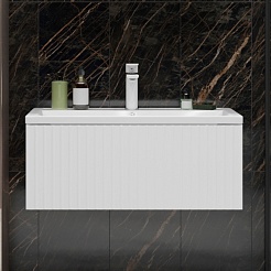 Mixline Тумба с раковиной Вектор 90 подвесная белая – фотография-3