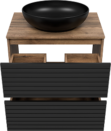 Brevita Тумба под раковину Dakota 70 дуб галифакс олово/черный кварц – фотография-3