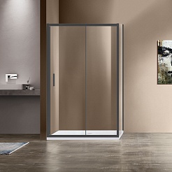 Vincea Душевой уголок Garda 120x80 VSR-1G8012CLGM профиль вороненая сталь стекло прозрачное – фотография-2