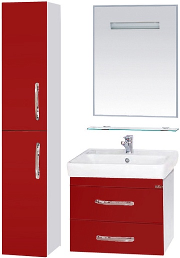 Misty Мебель для ванной Эмилия 60 подвесная красная – фотография-2