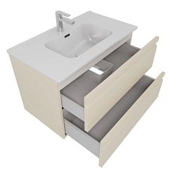 Aquatek Тумба с раковиной Вега 60 подвесная капучино светлый – фотография-2