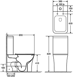 Azario Унитаз-компакт Anteo Square AZ-1218A безободковый с бачком с сиденьем микролифт белый – фотография-16