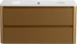 Cezares Тумба с раковиной без отверстия под смеситель Relax 100 подвесная брашированное золото – фотография-1