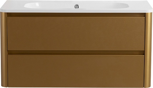 Cezares Тумба с раковиной без отверстия под смеситель Relax 100 подвесная брашированное золото – фото-1