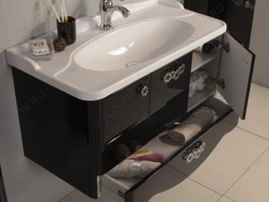 Акватон Тумба с раковиной Венеция 90 черная – картинка-3