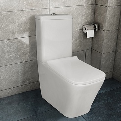 Azario Унитаз-компакт Quadro AZ-2175 UQ1 безободковый с бачком с сиденьем микролифт белый – фотография-2