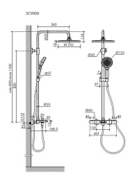 Sancos Душевая система Etna с термостатом и изливом брашированный никель PVD покрытие SC9008BN – фотография-3