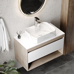 Teymi Раковина накладная Netta 50 T51206 белый мрамор – фотография-7