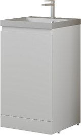 Style Line Тумба с кварцевой раковиной серый шелк Батлер 50 белая Люкс антискрейтч Plus – фотография-1