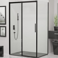 RGW Душевой уголок Leipzig LE-41B (LE-12B + Z-050-2B) 200x100 профиль черный стекло прозрачное – фотография-1